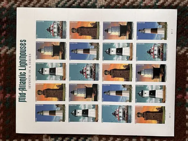 Main image of US Stamps 2021 Mid-Atlantic Lighthouses American Lighthouses Series 5 Sheets of 20