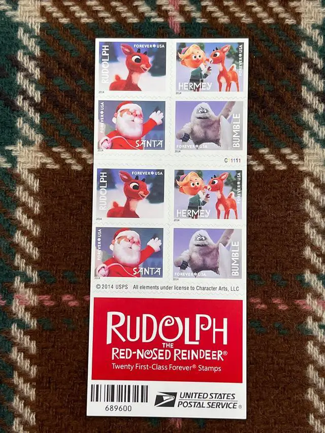 Alt view image 2 of 2 - US Stamps 2014 the Red-Nosed Reindeer 5 Sheets of 20