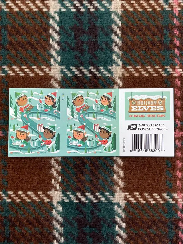Alt view image 2 of 2 - US Stamps 2022 Holiday Elves Contemporary Christmas Series 5 Sheets of 20