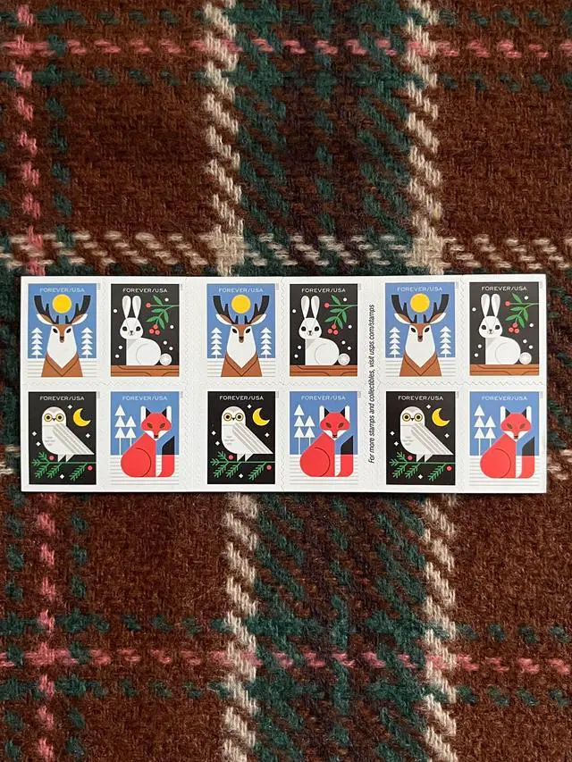 Main image of US Stamps 2023 Winter Woodland Animals 5 Sheets of 20