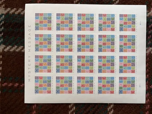 Main image of US Stamps 2021 Mystery Message 5 Sheets of 20