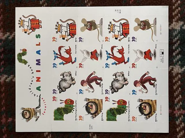 Main image of US Stamps Favorite Childrens Book Animals 5 Sheets of 20