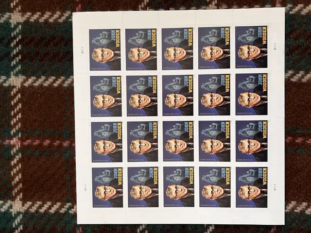 Main image of US Stamps 2024 John Wooden 5 Sheets of 20