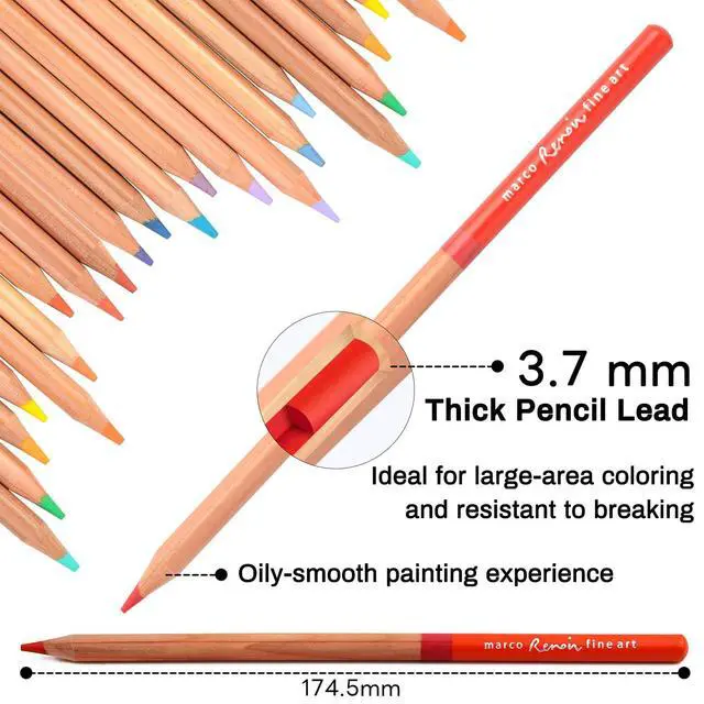 Alt view image 4 of 6 - 72 3.7mm Thick Core Oil-Based Colored Pencils, Pastel Pencils | Unbreakable, Great Color Rendering, Iron Box Packed, for Artists & Art Lovers, Smooth Coloring Pencils, Renoir 3100 Series