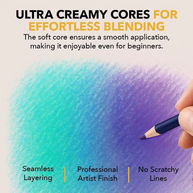 Alt view image 3 of 5 - Gold Standard 120 Coloring Pencils Set with Extras, Oil-based Colored Cores Stay Sharper, Tougher Against Breakage, For Adult Artists, Colorists, In Zipper Case