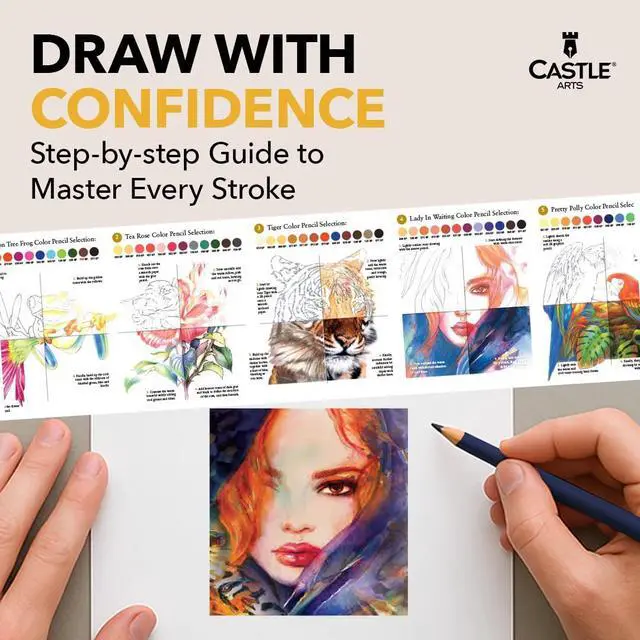 Alt view image 5 of 5 - Gold Standard 120 Coloring Pencils Set with Extras, Oil-based Colored Cores Stay Sharper, Tougher Against Breakage, For Adult Artists, Colorists, In Zipper Case