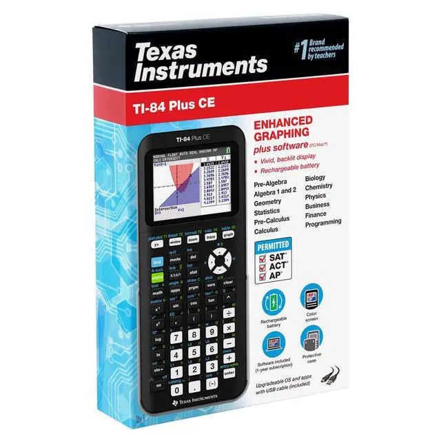 Alt view image 5 of 6 - Texas Instruments TI-84 Plus CE Graphing Calculator, Black | Color Screen, Built-in Apps, Included Software, Test-Permitted, for Math, Science and Finance | Signature Series Power Bundle