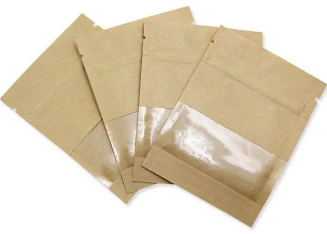 Alt view image 5 of 6 - 1000 Pack 2.8x3.5 inch Small Resealable Seed Coin Envelopes Bags with Clear Window Brown Kraft Paper Heat Seal Packets for Flower Vegetable Seeds Storage Party Favor Pet Food Sample Bag