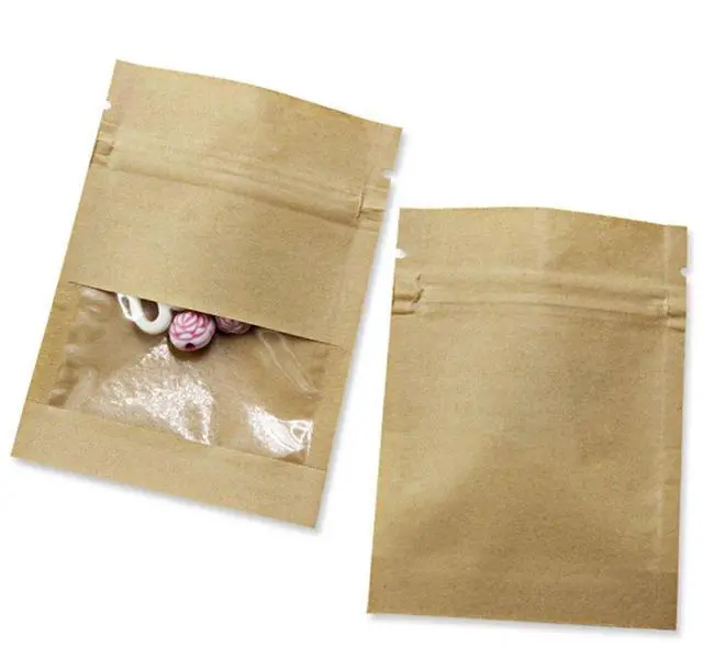 Alt view image 6 of 6 - 1000 Pack 2.8x3.5 inch Small Resealable Seed Coin Envelopes Bags with Clear Window Brown Kraft Paper Heat Seal Packets for Flower Vegetable Seeds Storage Party Favor Pet Food Sample Bag