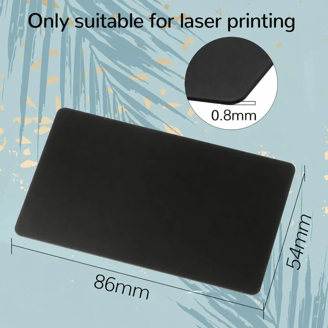 Alt view image 4 of 6 - 200 Pieces Black Metal Business Card Blanks for Laser Engraving, 0.8 mm Thick Anodized Aluminum Blank Cards, 3.4 x 2.1 Inch Custom Metal Name Cards for Business, Gift Tags, DIY Crafts