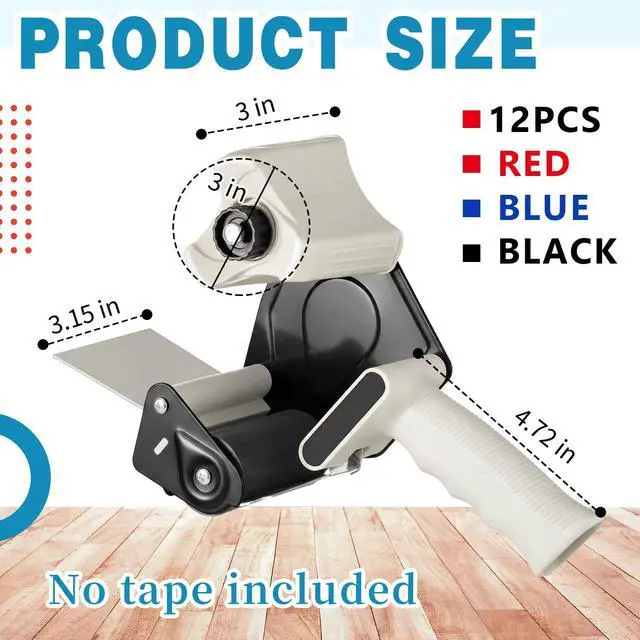 Alt view image 2 of 6 - 12 Pack 3 Inch Wide Tape Gun Lightweight Packing Heavy Duty Tape Dispenser Gun for Moving Shipping Box Carton Seal Packing Shipping Dispenser (Red,Blue,Black)