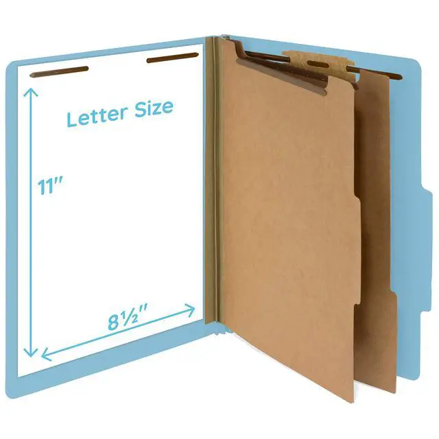 Alt view image 2 of 5 - 30 Letter Size Light Blue Classification Folders, 2 Dividers, 2 Inch Tyvek Expansions, Durable 2, Letter Size, Light Blue Color, 30 Pack | Heavy-duty letter size, 2 in expansion, 2 prong fasteners, 2