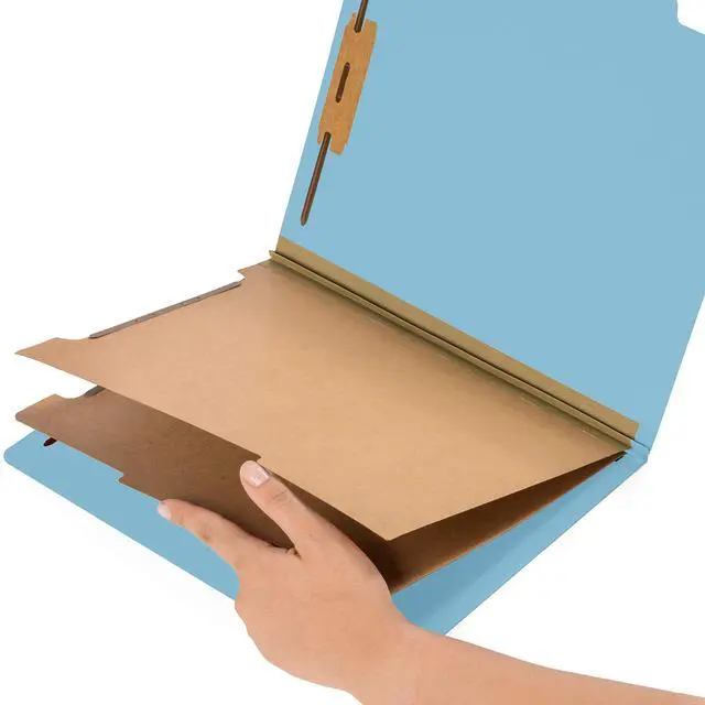 Alt view image 3 of 5 - 30 Letter Size Light Blue Classification Folders, 2 Dividers, 2 Inch Tyvek Expansions, Durable 2, Letter Size, Light Blue Color, 30 Pack | Heavy-duty letter size, 2 in expansion, 2 prong fasteners, 2