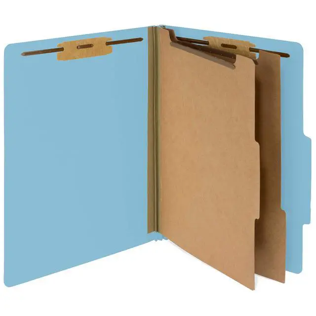 Alt view image 5 of 5 - 30 Letter Size Light Blue Classification Folders, 2 Dividers, 2 Inch Tyvek Expansions, Durable 2, Letter Size, Light Blue Color, 30 Pack | Heavy-duty letter size, 2 in expansion, 2 prong fasteners, 2
