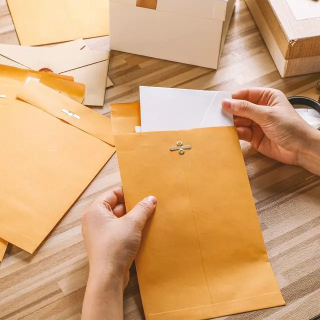 Alt view image 3 of 5 - 600 Pcs Manilla Envelopes Clasp Envelopes Bulk Brown Kraft Catalog Letter with Clasp Closure and Gummed Seal 28lb Heavyweight Paper (6 x 9 Inch)