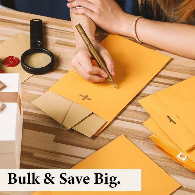 Alt view image 5 of 5 - 600 Pcs Manilla Envelopes Clasp Envelopes Bulk Brown Kraft Catalog Letter with Clasp Closure and Gummed Seal 28lb Heavyweight Paper (6 x 9 Inch)