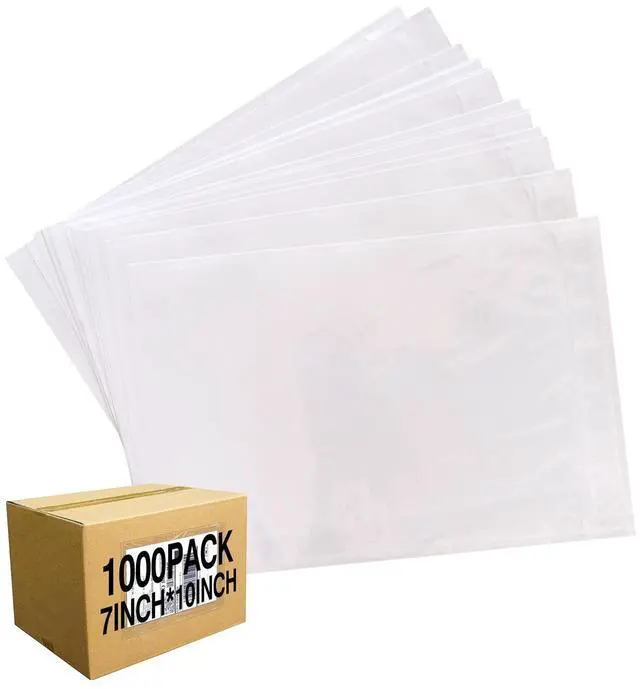 Main image of 1000 Pcs 7'' x 10'' Clear Packing List Envelopes Adhesive Shipping Label Pouch, Shipping Document envelopes, Clear Face