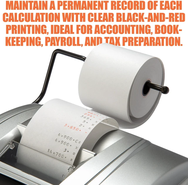 Alt view image 3 of 6 - 12-Digit Desktop Adding Machine, Large Easy To Read Display, Tape Print Out with 4,5 lines-per-second ribbon printer, Tax, Cost, Sell and Margin keys (1240-3A)