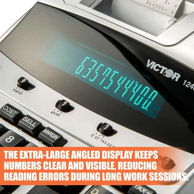 Alt view image 4 of 6 - 12-Digit Desktop Adding Machine, Large Easy To Read Display, Tape Print Out with 4,5 lines-per-second ribbon printer, Tax, Cost, Sell and Margin keys (1240-3A)