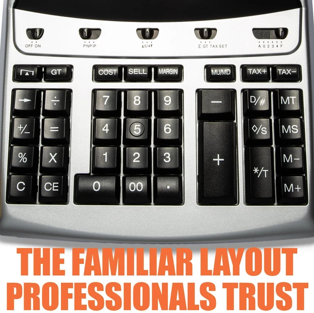 Alt view image 5 of 6 - 12-Digit Desktop Adding Machine, Large Easy To Read Display, Tape Print Out with 4,5 lines-per-second ribbon printer, Tax, Cost, Sell and Margin keys (1240-3A)