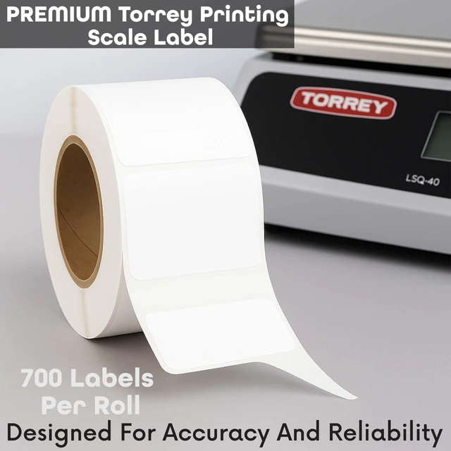 Alt view image 2 of 6 - Torrey TR-8010 Printing Scale Labels | Direct Thermal Label Rolls 58mm x 40mm | UPC Standard Blank Scale Labels for Torrey LSQ-40L Scales | 700 Labels/Roll | Made in USA | 36 Rolls