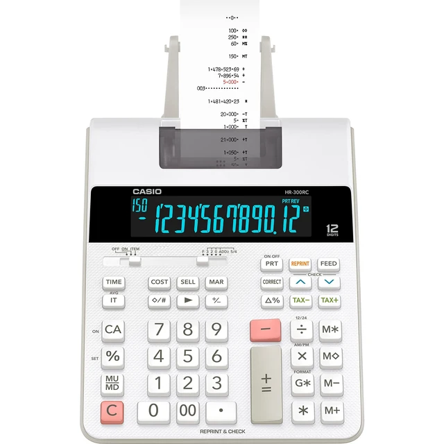 Alt view image 2 of 2 - HR-300RC Printing Calculator with Backlit LCD Display | Cost/Sell/Margin, Tax & Time Functions | Re-Print & 150-Step Check | Ideal for Personal, Business & Office Use