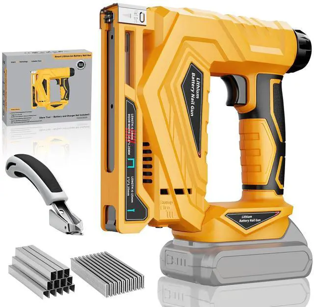 Main image of 3/8 Electric Staple Gun Compatible with DeWalt 20V Battery, T50 Crown Stapler 2-in-1 Brad Nailer & Electric Nail Gun, 1000 Nails and Staples(Max 14mm), Impact Force Adjustment for DIY(Tool Only)