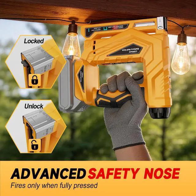 Alt view image 3 of 6 - 3/8 Electric Staple Gun Compatible with DeWalt 20V Battery, T50 Crown Stapler 2-in-1 Brad Nailer & Electric Nail Gun, 1000 Nails and Staples(Max 14mm), Impact Force Adjustment for DIY(Tool Only)