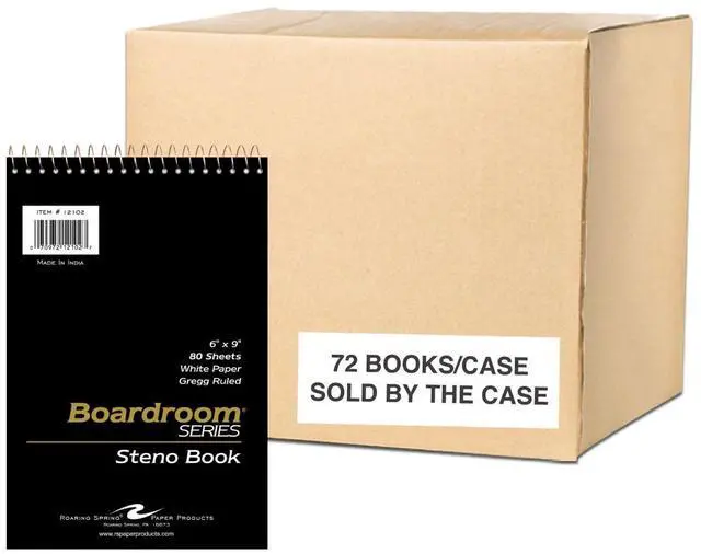 Main image of Steno Pads, 6"x9", Gregg Ruled, 80 Sheets, White Paper, Snag Proof Spiral Binding, Proudly Made in the USA! (Case of 72)