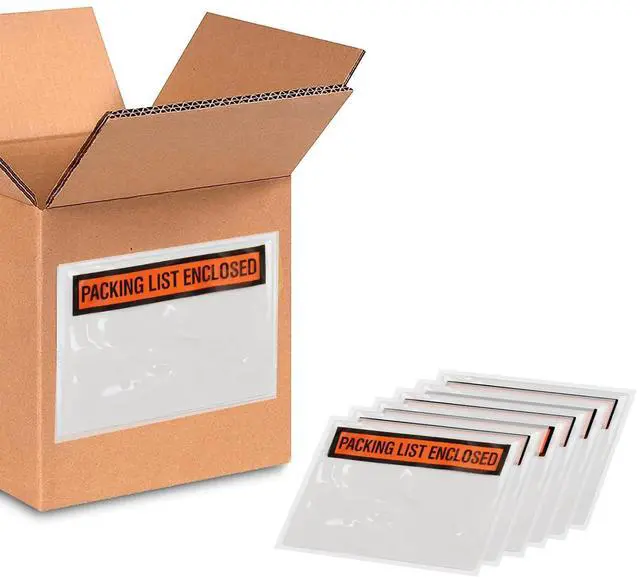 Main image of PSBM 1000 PCS 5.5 x 10 Inch Orange Panel Face Packing List Enclosed Envelopes, Invoice Packing Slips Pouch for Mailing Labels, Invoices, Documents and Slips