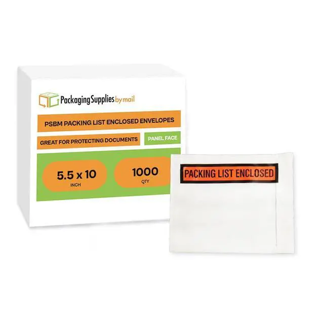 Alt view image 2 of 6 - PSBM 1000 PCS 5.5 x 10 Inch Orange Panel Face Packing List Enclosed Envelopes, Invoice Packing Slips Pouch for Mailing Labels, Invoices, Documents and Slips