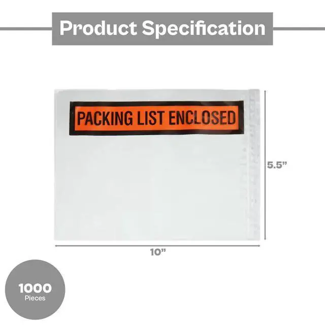 Alt view image 3 of 6 - PSBM 1000 PCS 5.5 x 10 Inch Orange Panel Face Packing List Enclosed Envelopes, Invoice Packing Slips Pouch for Mailing Labels, Invoices, Documents and Slips
