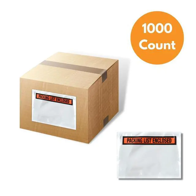 Alt view image 4 of 6 - PSBM 1000 PCS 5.5 x 10 Inch Orange Panel Face Packing List Enclosed Envelopes, Invoice Packing Slips Pouch for Mailing Labels, Invoices, Documents and Slips