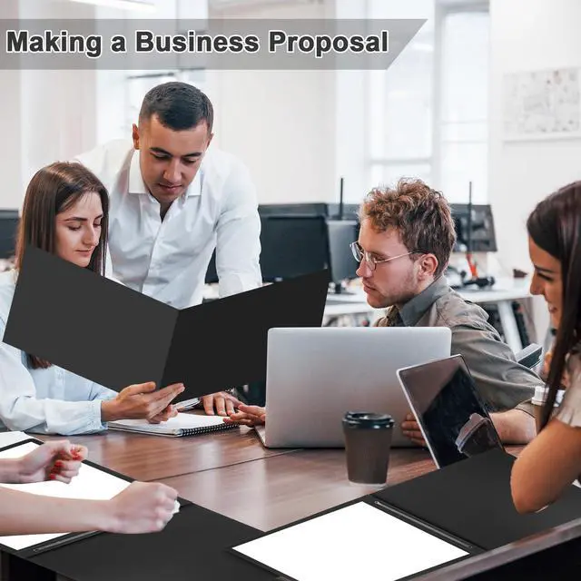 Alt view image 6 of 6 - 40 Pcs 11'' x 17'' Pressboard Report Cover 3" Capacity Metal Prong Paper Fastener with Compressor Presentation Binder Folder to Neatly Bind Reports Proposals Transcripts Document(Black)