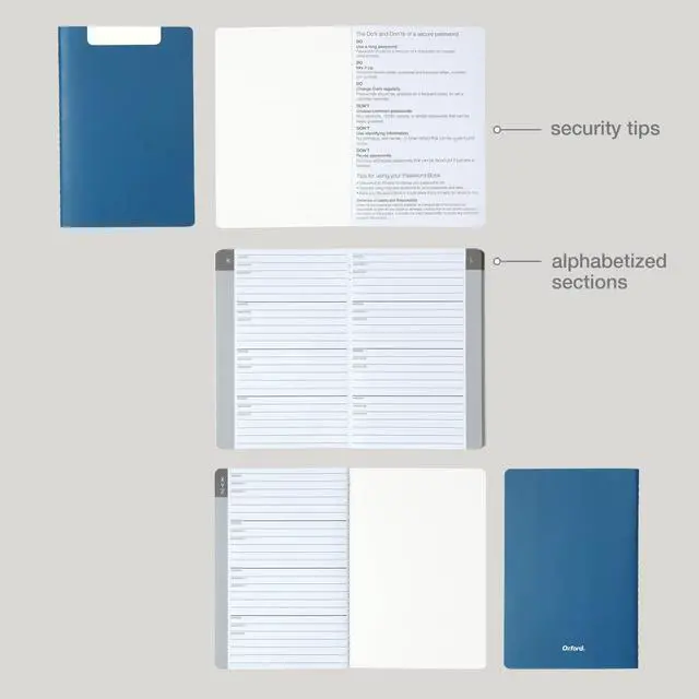 Alt view image 4 of 6 - Password Book, Username and Password Organizer, Dark Purple, Blue and Green Journals with Label Area, Sewn Binding, 4" x 6" Size (71011)(Pack of 30)