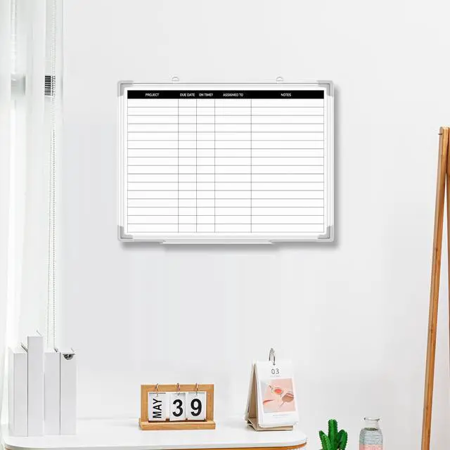 Alt view image 6 of 6 - Aluminum Frame Dry Erase Board with Lines, Double Sided Wall-Mounted Whiteboard for Scheduling, to Do Lists & Weekly Planning, Reusable Calendar for Home & Work(Project Planning Board,24"x18")
