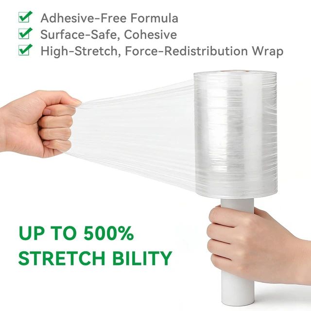 Alt view image 4 of 6 - Plastic Shrink Wrap Roll, 5" x 1200', 12 Rolls | 80 Gauge, 500% Stretch, With Handles, Stretch Film WrapFor Moving, Shipping, Packing, Pallet & Furniture Protection