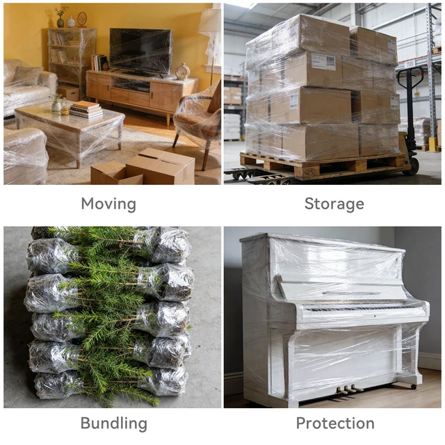 Alt view image 6 of 6 - Plastic Shrink Wrap Roll, 5" x 1200', 12 Rolls | 80 Gauge, 500% Stretch, With Handles, Stretch Film WrapFor Moving, Shipping, Packing, Pallet & Furniture Protection