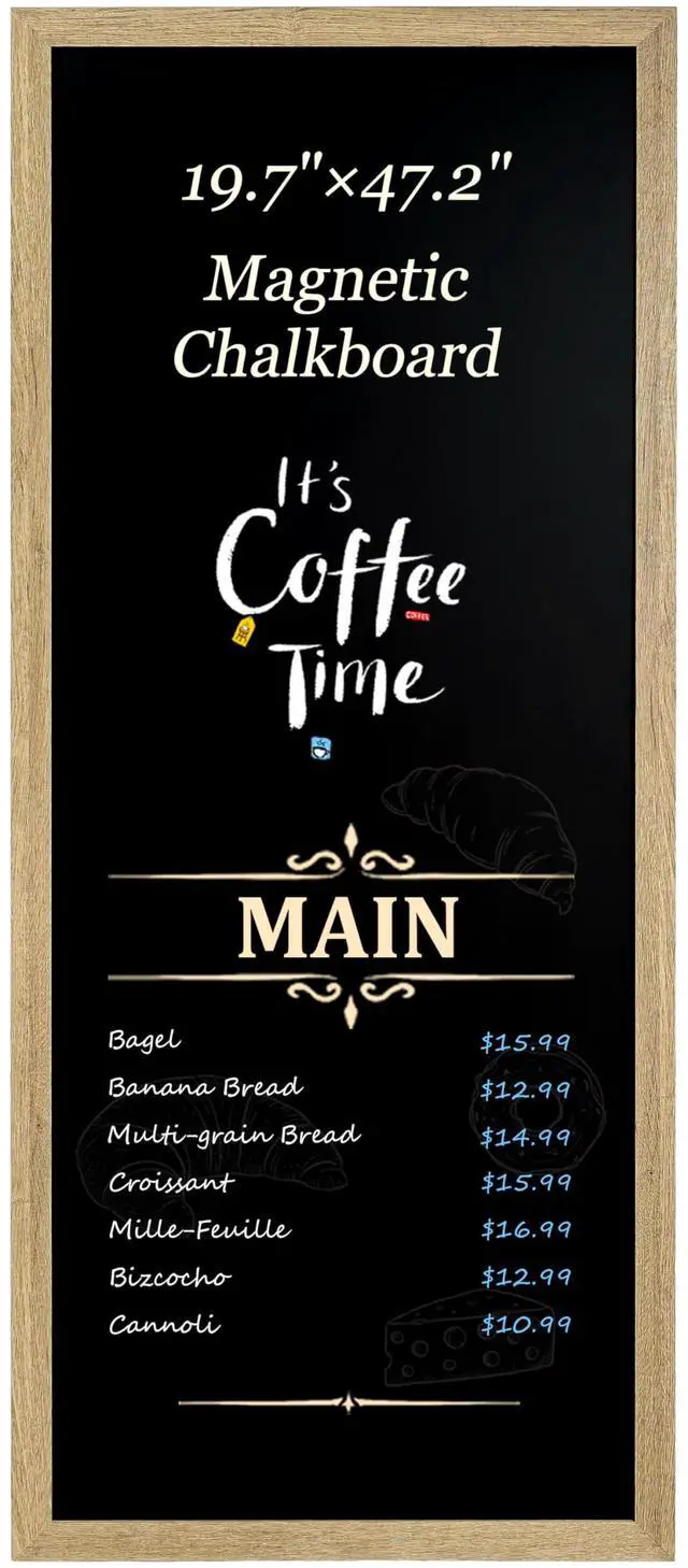 Main image of Magnetic Chalkboard for Wall, Long Chalk Board,19.7" x 47.2", Rustic Brown | Wall Hanging Menu for Restaurant, Food Truck, Kitchen, Chalk Board for Kitchen, Bar & Home Decor