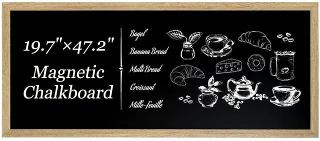 Alt view image 2 of 6 - Magnetic Chalkboard for Wall, Long Chalk Board,19.7" x 47.2", Rustic Brown | Wall Hanging Menu for Restaurant, Food Truck, Kitchen, Chalk Board for Kitchen, Bar & Home Decor