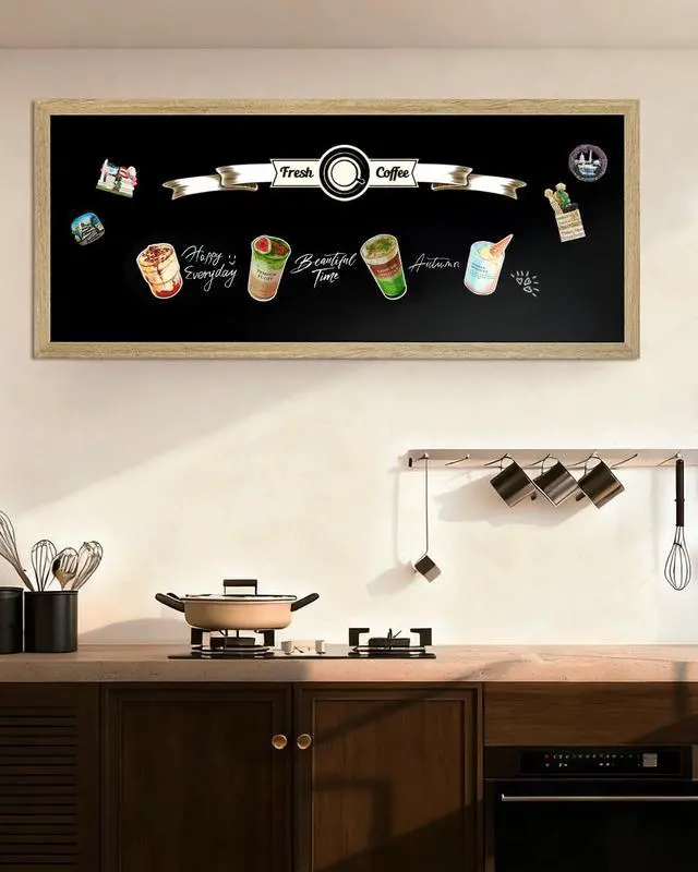 Alt view image 5 of 6 - Magnetic Chalkboard for Wall, Long Chalk Board,19.7" x 47.2", Rustic Brown | Wall Hanging Menu for Restaurant, Food Truck, Kitchen, Chalk Board for Kitchen, Bar & Home Decor