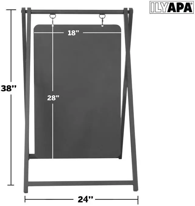 Alt view image 2 of 6 - Metal A Frame Sign, Chalkboard Sidewalk Sign - 24x38 in Outdoor | Double Sided Magnetic Chalkboard, Swinging Sandwich Board Signs, Includes Chalk & Eraser - For Businesses - Black