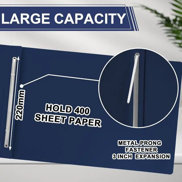 Alt view image 3 of 6 - 40 Pcs 11'' x 17'' Pressboard Report Cover 3" Capacity Metal Prong Paper Fastener with Compressor Presentation Binder Folder to Neatly Bind Reports Proposals Transcripts Document(Dark Blue)