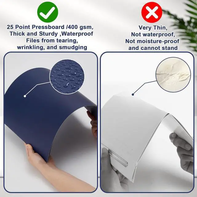 Alt view image 4 of 6 - 40 Pcs 11'' x 17'' Pressboard Report Cover 3" Capacity Metal Prong Paper Fastener with Compressor Presentation Binder Folder to Neatly Bind Reports Proposals Transcripts Document(Dark Blue)