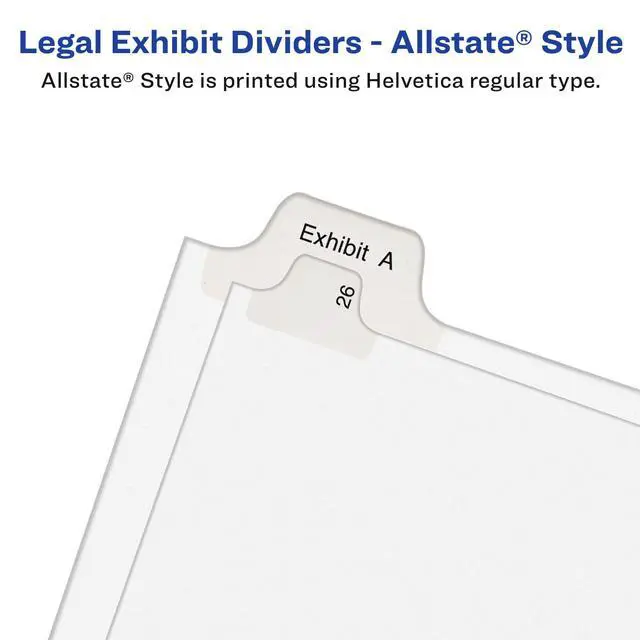 Alt view image 3 of 6 - A-Z Legal Exhibit Dividers for 3 Ring Binders,25-Tab Sets,Allstate Style,5 Binder Divider Sets (31700),(Pack of 4)