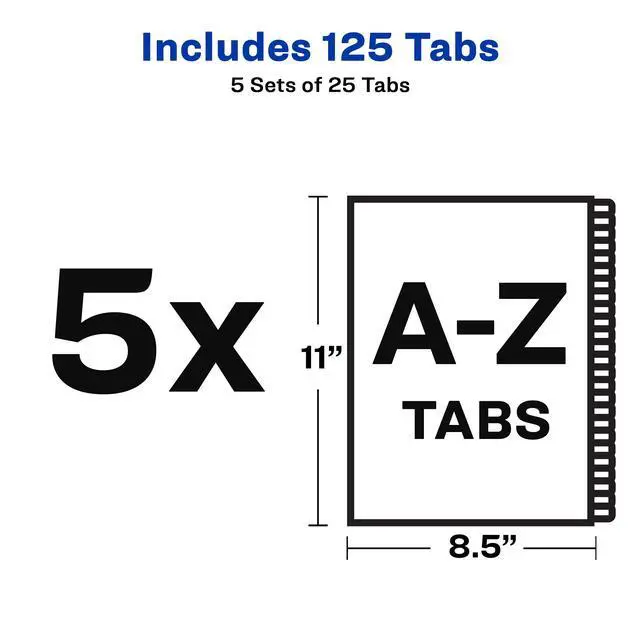 Alt view image 5 of 6 - A-Z Legal Exhibit Dividers for 3 Ring Binders,25-Tab Sets,Allstate Style,5 Binder Divider Sets (31700),(Pack of 4)