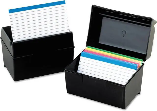 Main image of Plastic Index Card Box, 4 x 6 Inches, 400 Card Capacity, Black (01461) (Pack of 6)