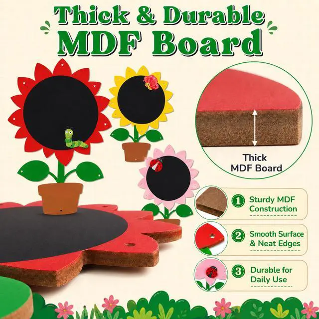 Alt view image 3 of 6 - 3 Pcs Giant Outdoor Chalkboard for Kids, 31.5 x 20.9 Inch Large Colourful Sunflower Chalkboard Weatherproof Art Easel Wall Mounted for Toddler Classroom Back to School Decor Indoor Outdoor