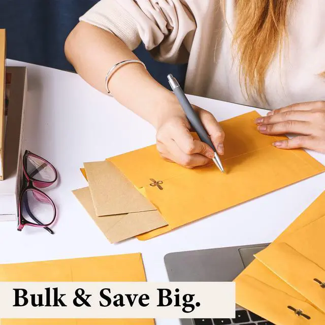 Alt view image 5 of 6 - 300 Pcs Manilla Envelopes Clasp Envelopes Bulk Brown Kraft Catalog Letter with Clasp Closure and Gummed Seal 28lb Heavyweight Paper (6 x 9 Inch,9 x 12 Inch,10 x 13 Inch)