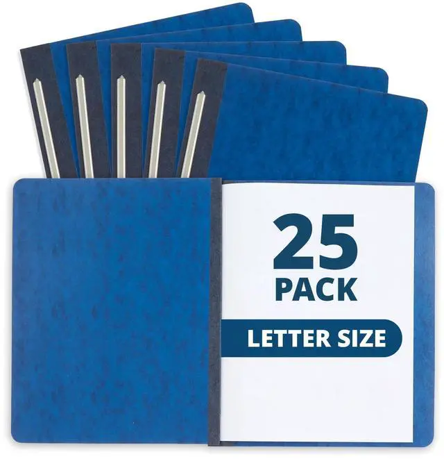 Main image of 25 Pressboard Report Covers, Side Fastener, Navy | Heavy-duty 25pt pressboard, metal prong side fastener, letter size, for reports and business presentations